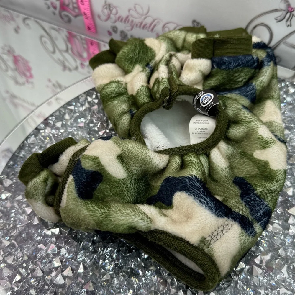 Camouflage Fleece Pet Hoodie cat or dog camo- Green, Cream, Black - Picture 4 of 8